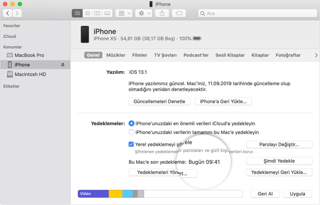 iphone saklama alanı dolu uyarısı